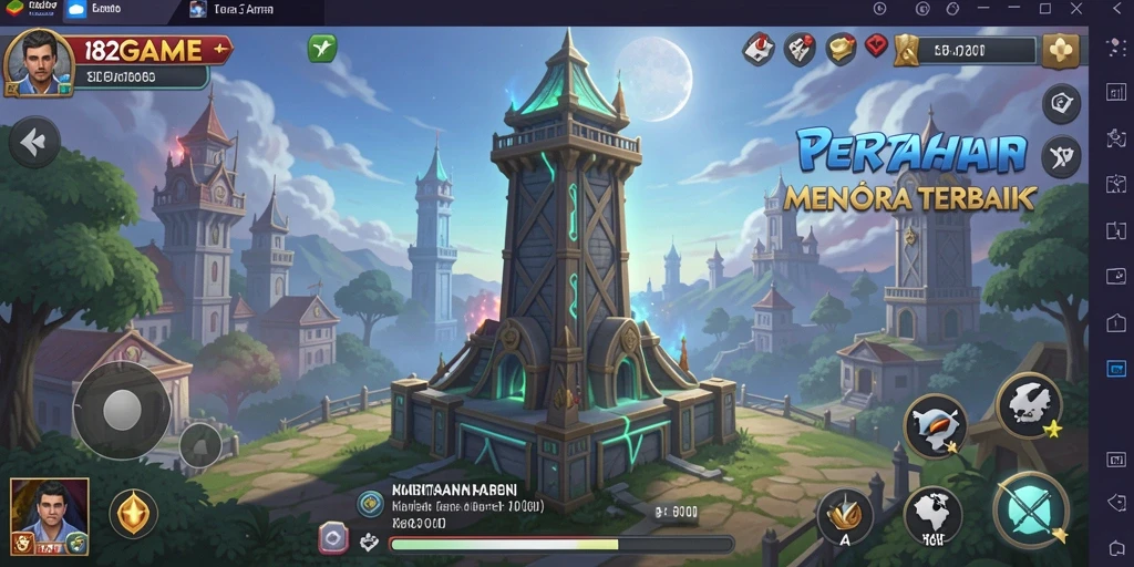 Tampilan gameplay 182GAME dengan menara berfungsi melawan musuh.