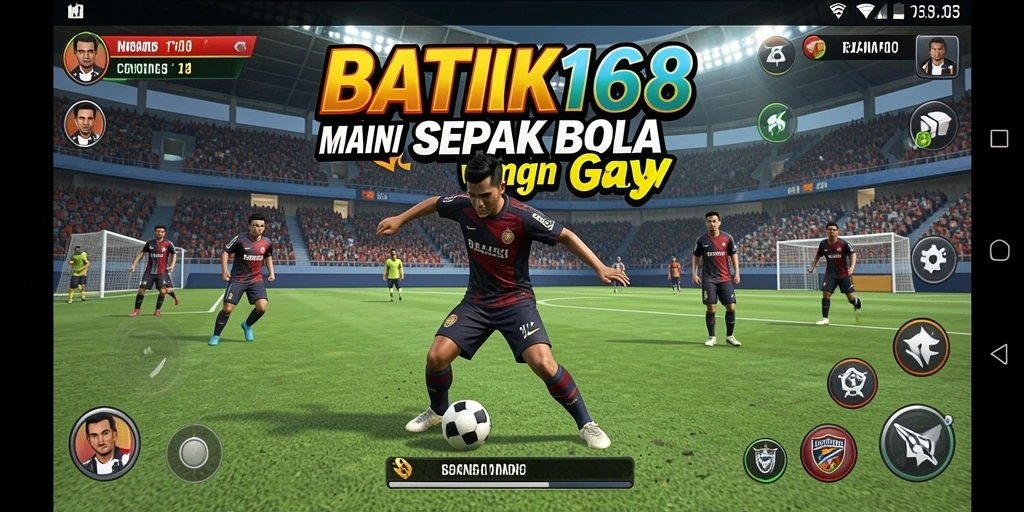 Tampilan gameplay menegangkan dari BATIK168 saat bermain sepak bola.