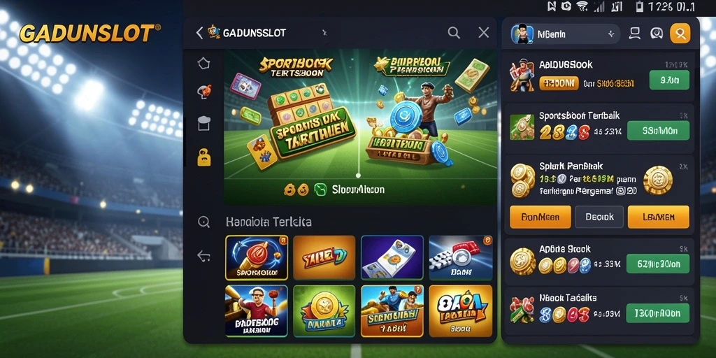 Tampilan gameplay menarik dari GADUNSLOT di aplikasi Sportsbook.