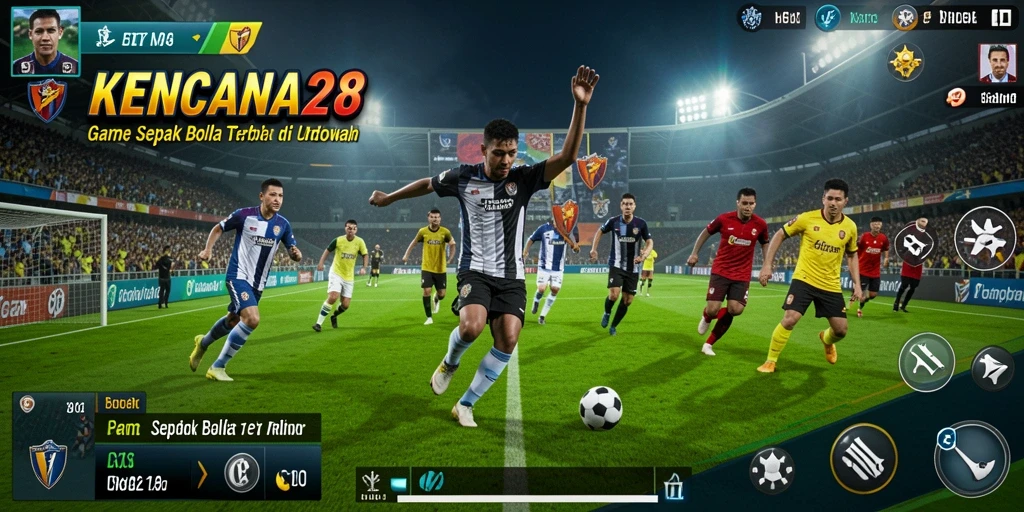 Gameplay KENCANA28 yang menarik dengan aksi sepak bola seru.