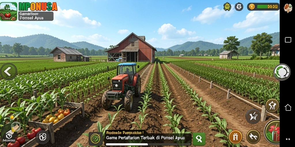 Tangkapan layar MPONUSA menampilkan ladang yang subur dan interaksi antarpemain.