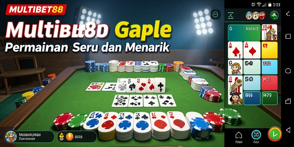 Tampilan gameplay seru dari permainan Gaple MULTIBET88.