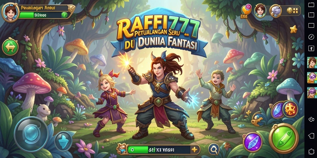 Screenshot utama RAFFI777 menampilkan gameplay petualangan yang seru dan menawan.