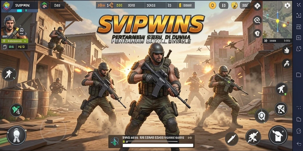 Tampilan aksi seru dalam gameplay Battle Royale SVIPWINS.