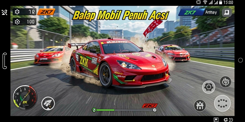 Gameplay balap yang menegangkan dan seru di ZK7.